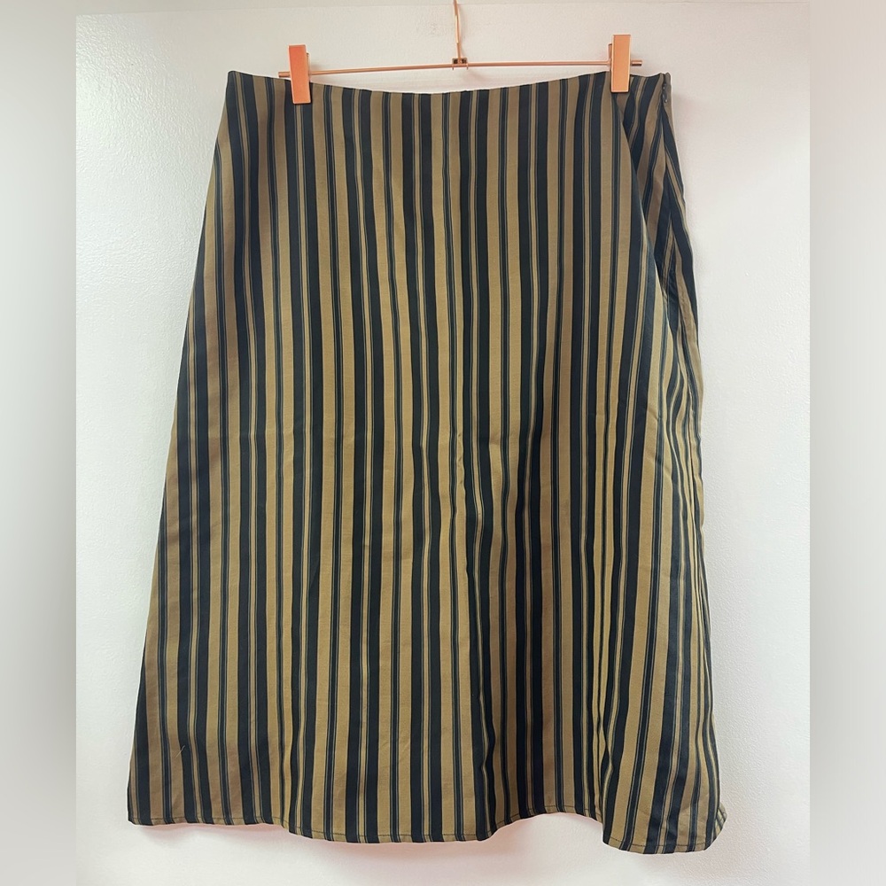 Rag & Bone Mandy black gold striped a-line skirt L